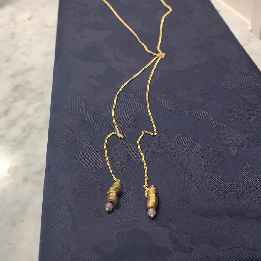 Gold Chain Tie Necklace With Gems Gold Chain Tie Necklace With Gems